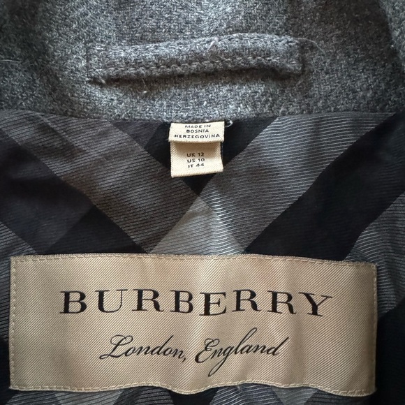 Burberry London Gray Wool & Cashmere Belted Trench Dress Coat - Picture 10 of 13